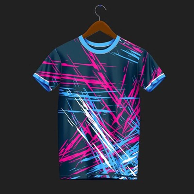 Спортивная футболка, летняя мужская 3D быстросохнущая одежда для бадминтона, настольный теннис, бег, фитнес, тренировочная одежда для соревнований, топ