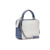 Coach X Disney Совместная коробка 18 Сумка-тоут на цепочке с принтом "Карета Золушки" из покрытого холста Маленькая женская сумка-тоут Ледниково-белый Синий C1426-SVRFI