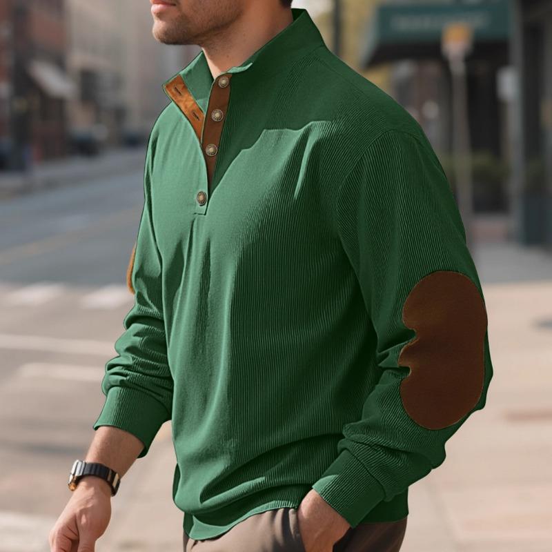 Autumn and Winter Casual Stand Collar Long Sleeve Knit Corduroy Pullover Long Sleeve Sweatshirt