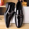 Spring New Men's Leather Shoes Bright Leather Business Casual Slip-on Loafers Hair Stylist Trendy Shoes
