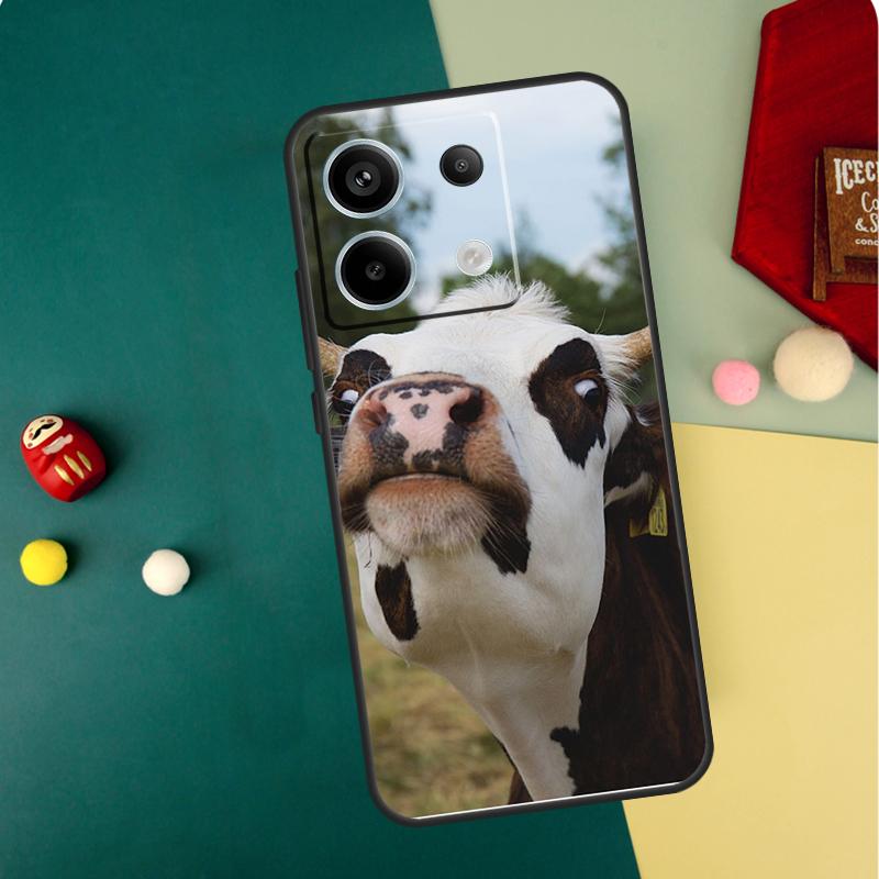 Забавный чехол с мордочкой коровы для Xiaomi Redmi Note 13 Pro 14 12 11 10 15 Pro Plus Redmi 15 14C 13C 10C 12C 15C Funda
