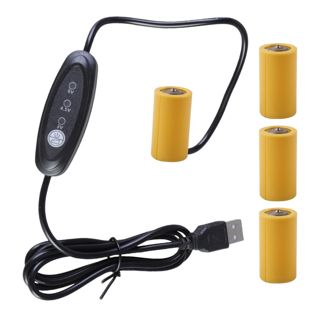USB-адаптер-элиминатор для батареек LR14 C (3V, 4.5V, 6V), USB-кабель питания, 2-4 шт. Замена батареек LR14 C