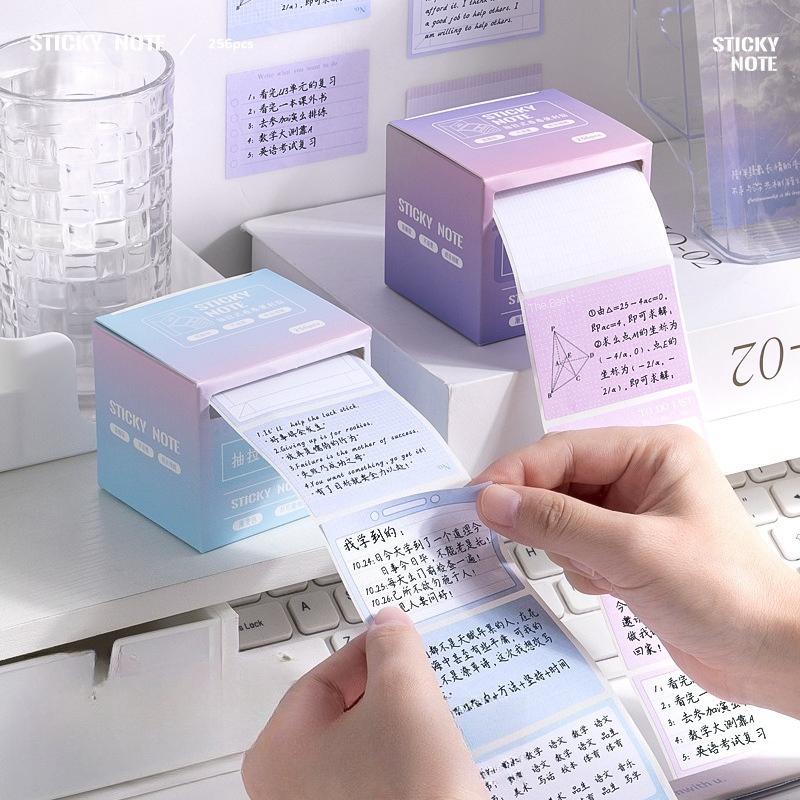 New Gradient Color Boxed Sticky Notes Students with Full Adhesive Index Label Stickers Memo Pad 256 Pieces