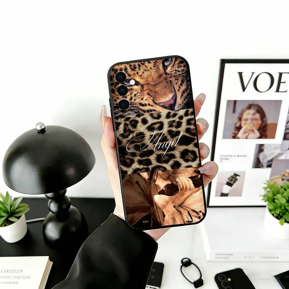Модный чехол для телефона с леопардовым принтом для Samsung Galaxy A73, A72, A71, A70, A53, A52, A51, Мягкий силиконовый черный чехол