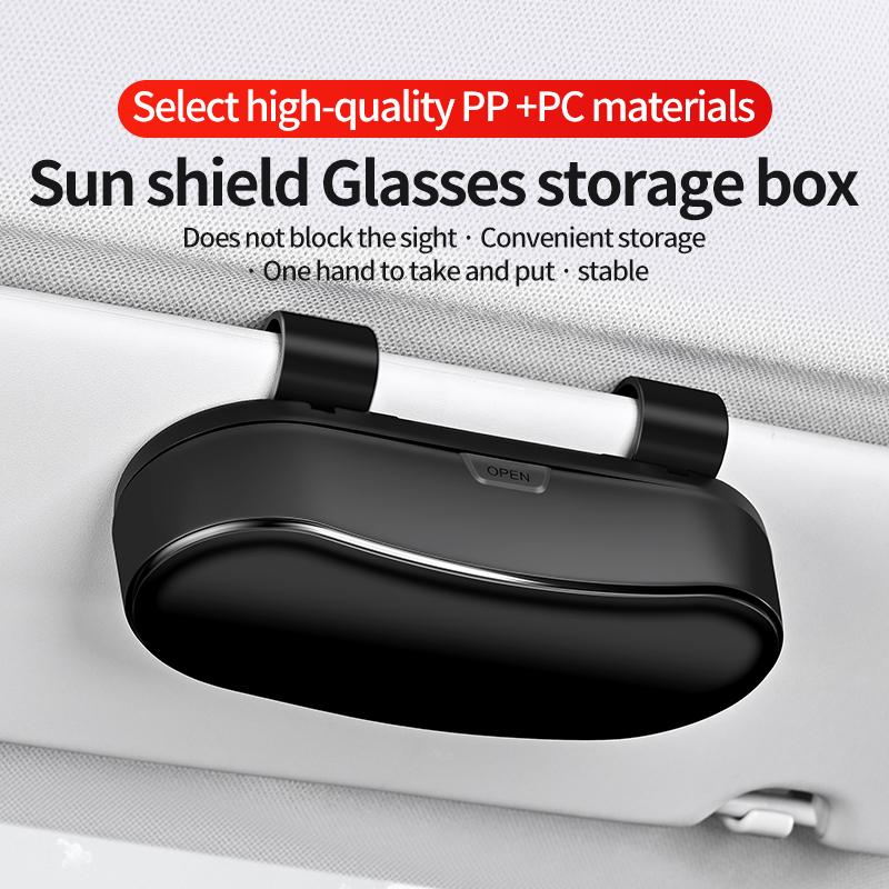 Car Glasses Box, Glasses Sunshade, Sunglasses Car Storage Multi functional Sunglasses Clip Storage Box
