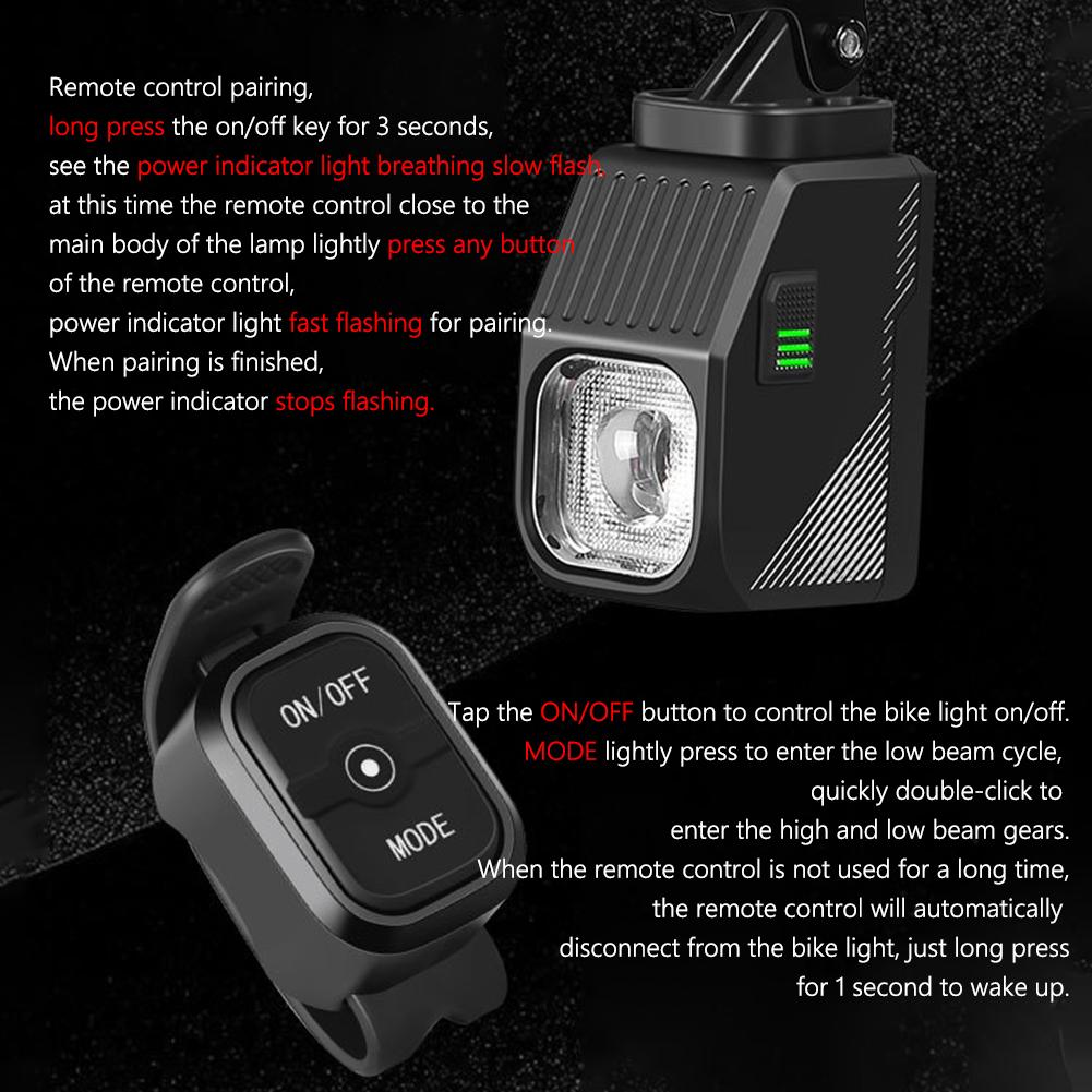 LED Bicycle Hanging Light with Cut-off Line Beam Cycling Flashlight Remote Control High Brightness Bike Light for Night Riding