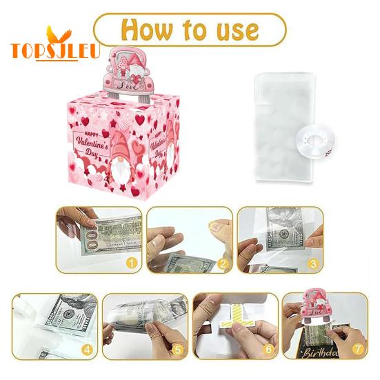 Копилка, подарочная коробка для денег на День святого Валентина, выдвижная карта и прозрачные пакеты, украшение-сюрприз