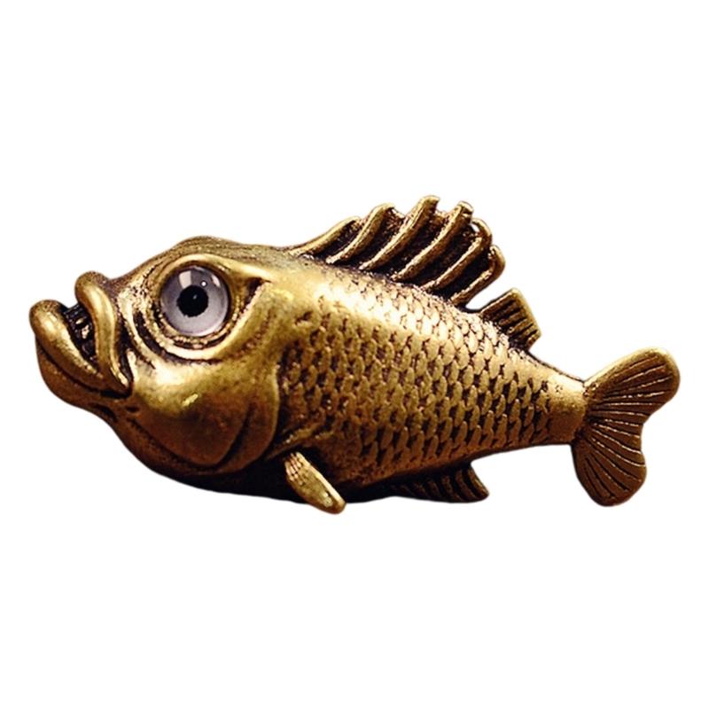 Ancient Fish Statue Handmade Copper Marine Animal Figurine Ornament For Living Room Bookshelf Decoration Sewing Project