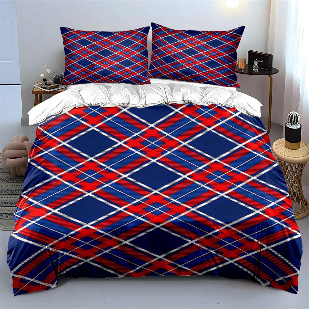 Red and blue plaid. Bedding sets Duvet cover sets Duvet covers Pillowcases(1 * Duvet Cover 2 * Pillowcases without duvet insert)