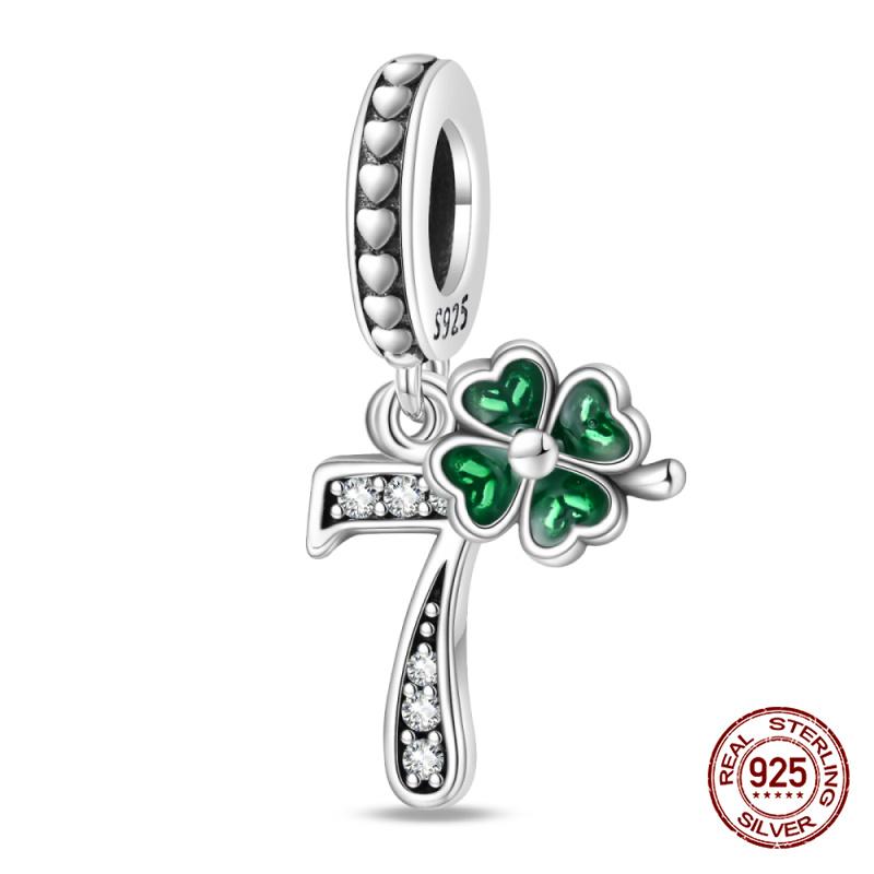 Оригинальные Шармы Медь Счастливый Четырехлистный Клевер Шармы-Цифры Бусины Подходят для Оригинального Браслета 3 мм Женские DIY Ювелирные Изделия Подарок