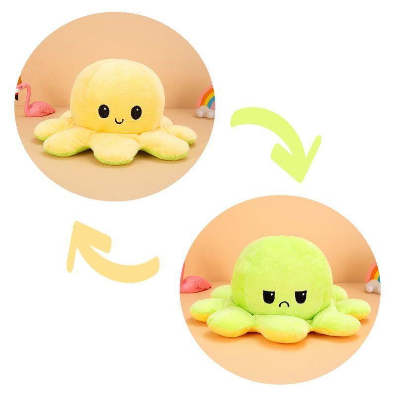 Unique Double-sided Flip Reversible Octopus Plush Toy With Realistic Expressions For Children