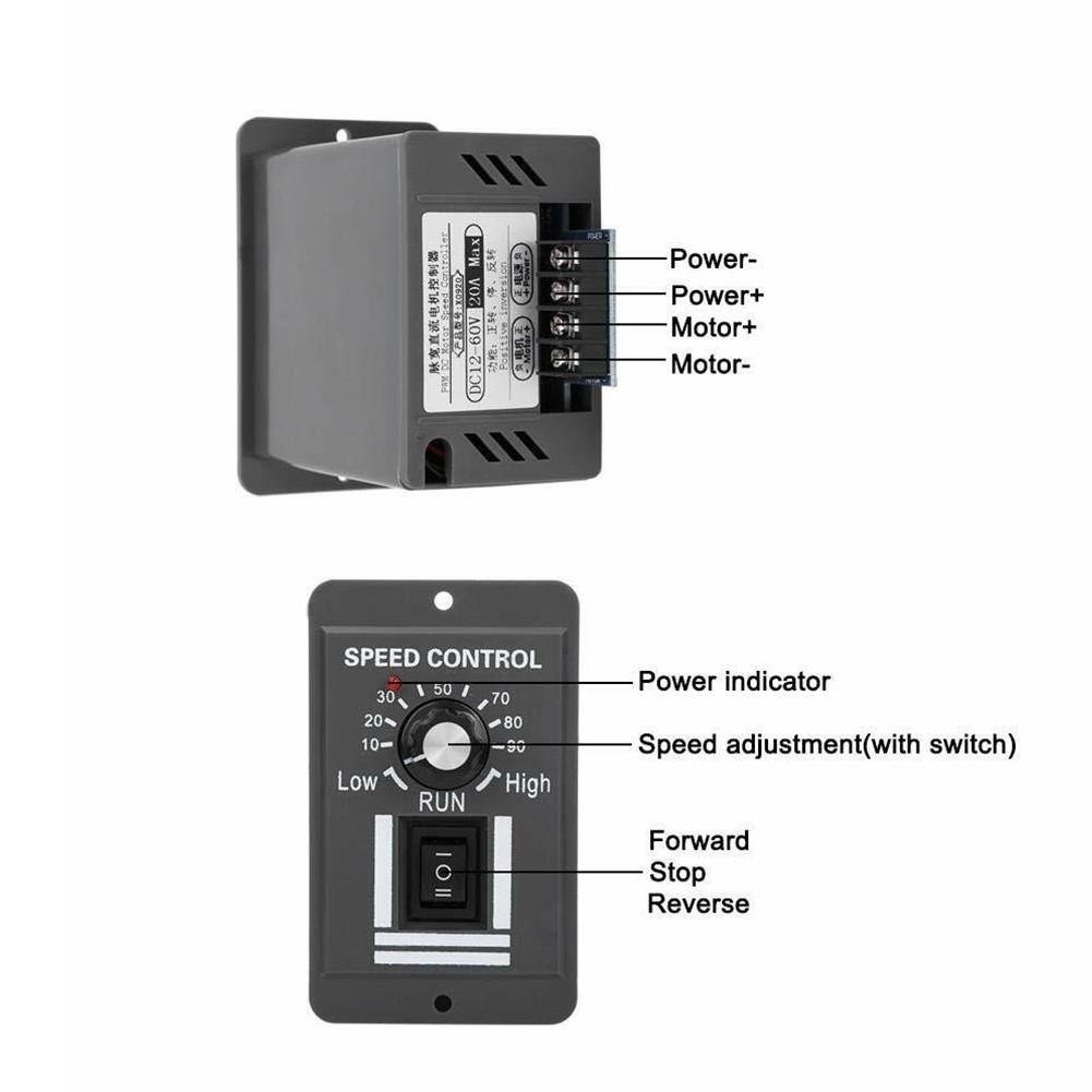 DC10-60V 6A ШИМ Регулятор скорости двигателя постоянного тока Переключатель реверса Регуляторный переключатель