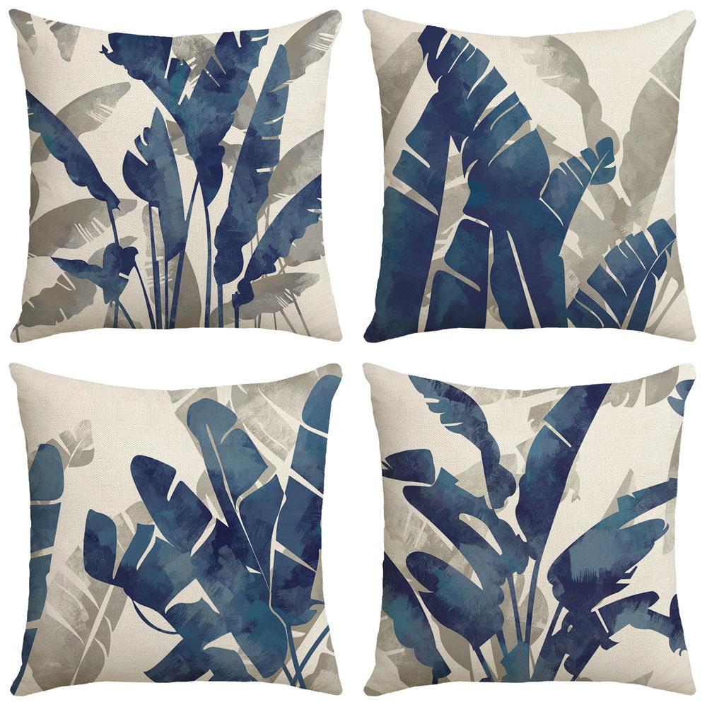 Plant Pillow, Banana Leaf Print, Car Pillow, Bedside Cushion, Linen Pillow Case