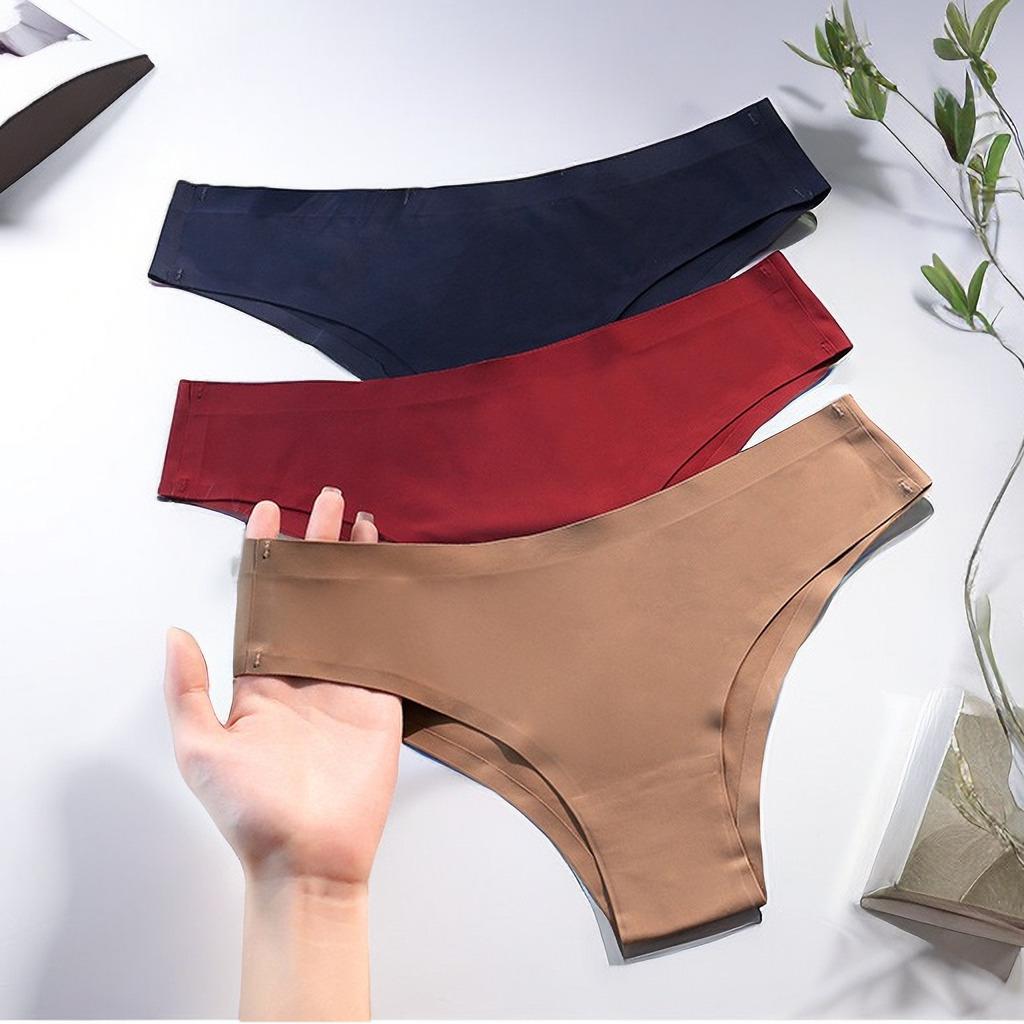 Ice Silk Seamless Mid-Waist Thong - Breathable & Comfortable Women's Panties