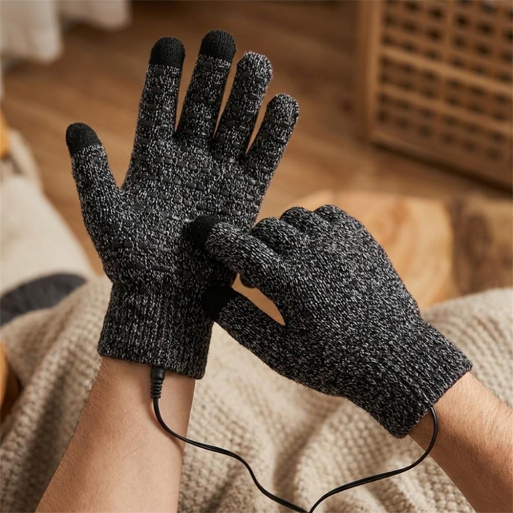 Windproof Men Finger Gloves Anti Slip Hand Warmer Gloves USB Electric Heating Gloves Cycling