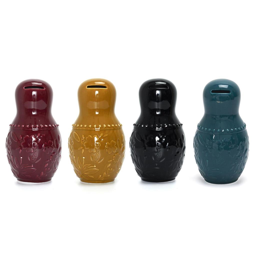 Les Trésors De Lily [A3670] - Керамическая копилка 'Русская кукла', охра - 20x11x10 см