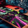 Neon Cyberpunk Anime Girl Gaming Mouse Pad Smooth Non‑Slip Rubber Desk Mat Trendy Urban Street Print For Gaming Laptop