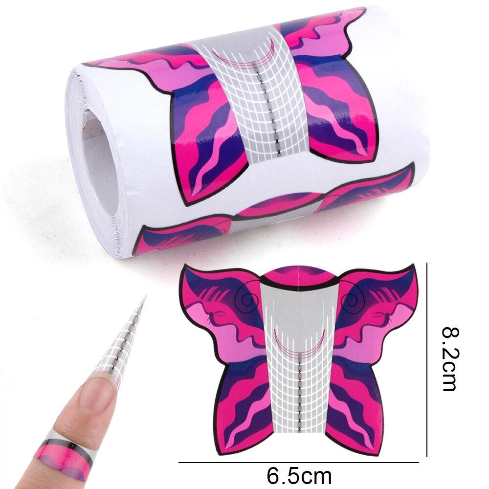 100 шт./рулон, французские ногти, форма для наращивания ногтей, гель-форма для наращивания ногтей, акриловые наклейки, завитки, двойные формы, трафарет для маникюра, искусство, сделай сам, направляющие инструменты