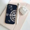Модный винтажный чехол для телефона с компасом, черный, подходит для IPhone 17,16,15,11,13,14 Pro Max,Plus,X,Xr,Xs Max,13Mini