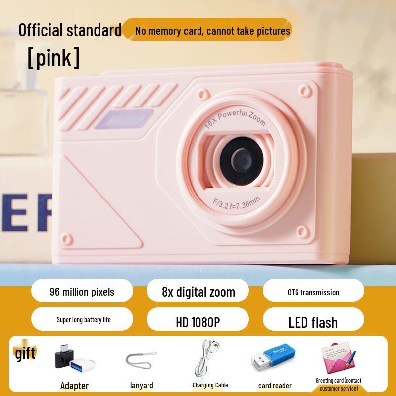 96MP HD Retro Digital Camera with Dual Selfie Lens, 8x Zoom & LED Flash for Student Parties
