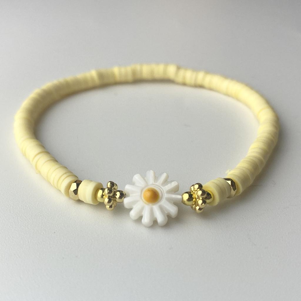 Женские браслеты с цветком ромашки Y2K, аксессуары, диск из полимерной глины, бусины, браслет Heishi, браслет в стиле бохо, летние ювелирные изделия Pulseras
