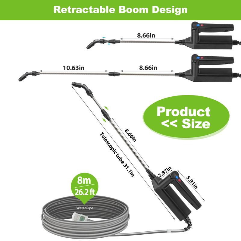 8M 7.4V Battery Powered Sprayer Wand Rechargeable Water Sprayer Wand with 4 Adjustable Nozzles & Filter