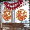 Da13501 New Year'S Theme Window Sticker Creative Bronzing Flower Bird Decoration Visual Static Glass Sticker