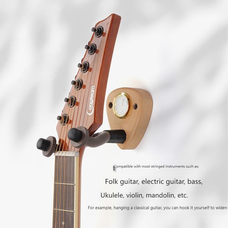 Настенный держатель для нескольких инструментов с гигрометром - Креативная подставка для гитары, укулеле, скрипки и мандолины, экономящая место и контролирующая влажность
