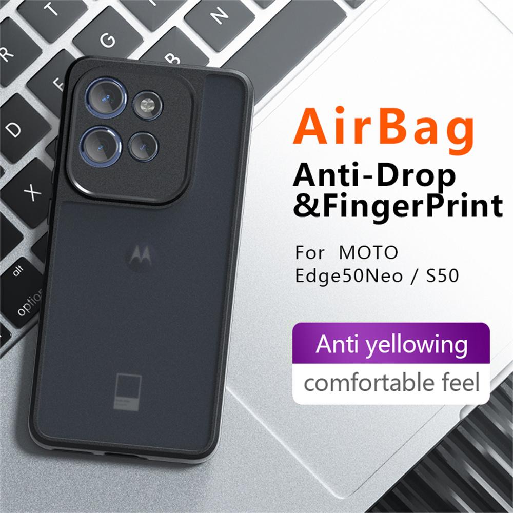 Для Motorola Edge 50 Neo 5G/Moto S50 5G/Thinkphone 25 5G Чехол Кожаный на ощупь ТПУ+ПК Матовый Чехол для телефона, Прозрачный черный