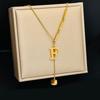 All-match Letter Necklace Cube Pendant Jewelry Accessories Luxurious Fashion Chain  Mother's Day