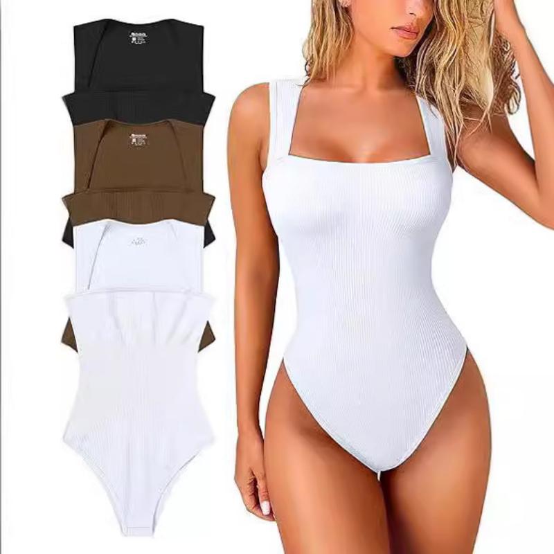 2025 Sexy U-Neck Slimming Tank Bodysuit for Women-Sleeveless Bodycon Jumpsuit, Stretchy Tight Vest Top with Snap Closure,Viral Figure Hugging Outfit