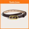 Gold Simple Oval Buckle Decoration Women Solid Color Slim Belt For Daily Use