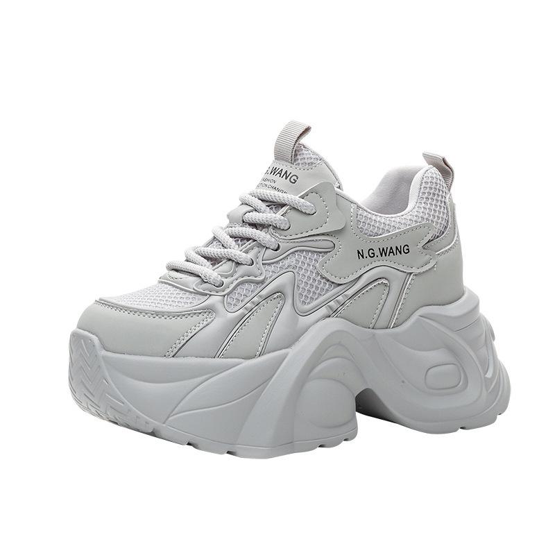 Осенне-зимние новые женские ботинки на толстой подошве с высоким верхом, каблук-танкетка см, удобные, универсальные, водонепроницаемые, туфли-папа, женские, черные