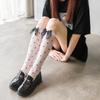 White Bow Calf Socks Stockings Summer Lolita Lolita Socks Women's Medium Tube Socks Jk Jacquard Love Tube Socks