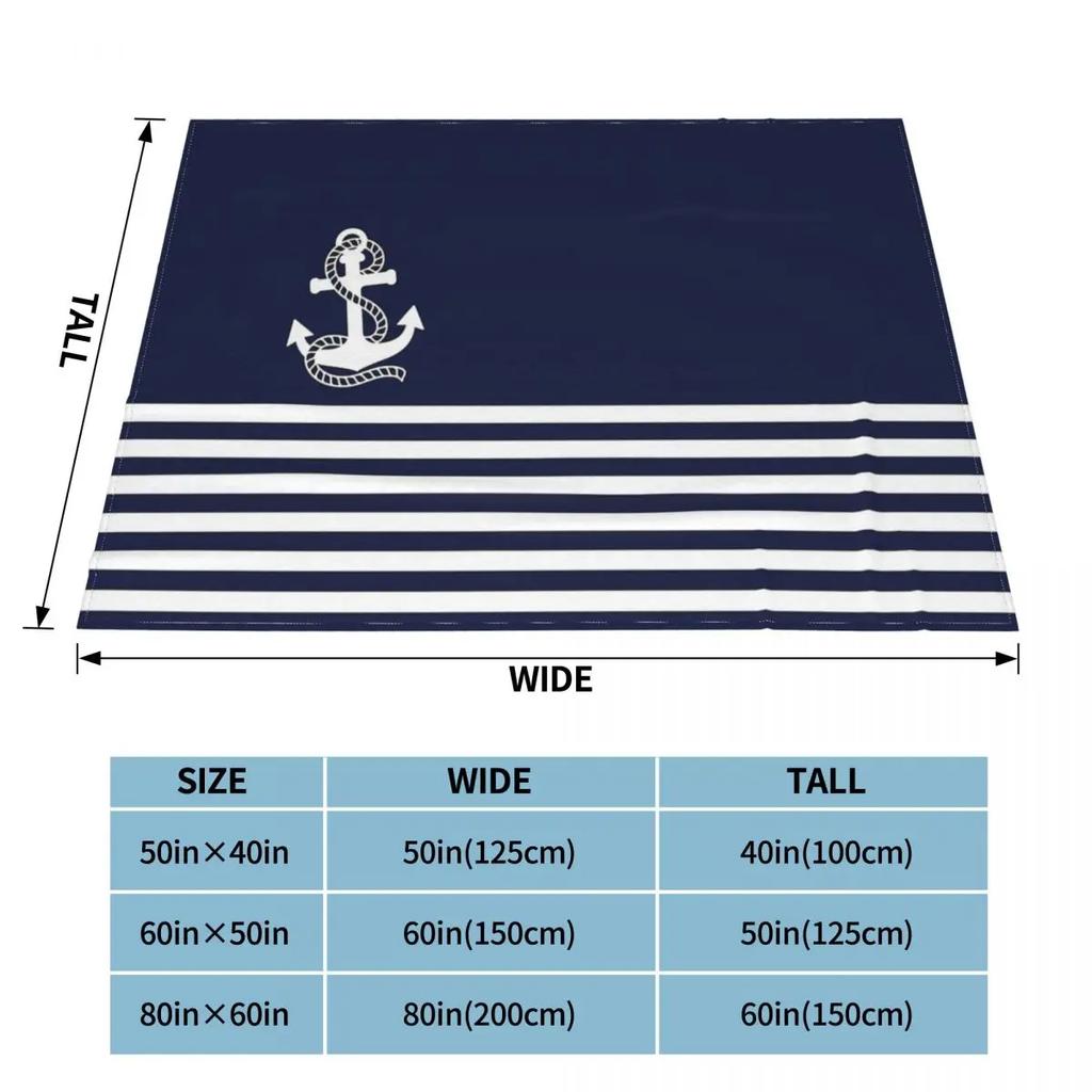 Nautical Navy Anchor Plush Blankets Vintage Throw Blankets for Home Hotel Sofa 200x150cm Quilt