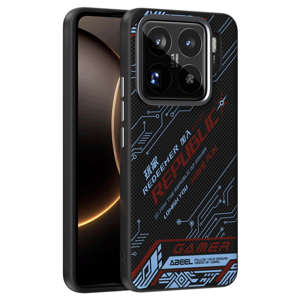 ABEEL Чехол для Xiaomi 15S Pro, совместимый с MagSafe, напечатанный ПК ТПУ Алюминиевый сплав Кожаный чехол для телефона