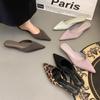 Women Pointed Toe Slippers Elegant Slingback Mules Shoes Summer Women's Sandals 2025 Low Heels Slides Mujer Sandalias