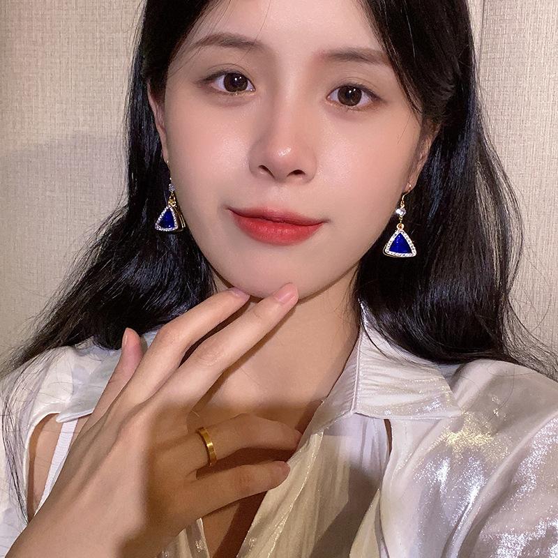 Двухслойные треугольные длинные серьги в стиле французского ретро с бриллиантами и цирконами, высококачественные серьги, серьги для женщин.