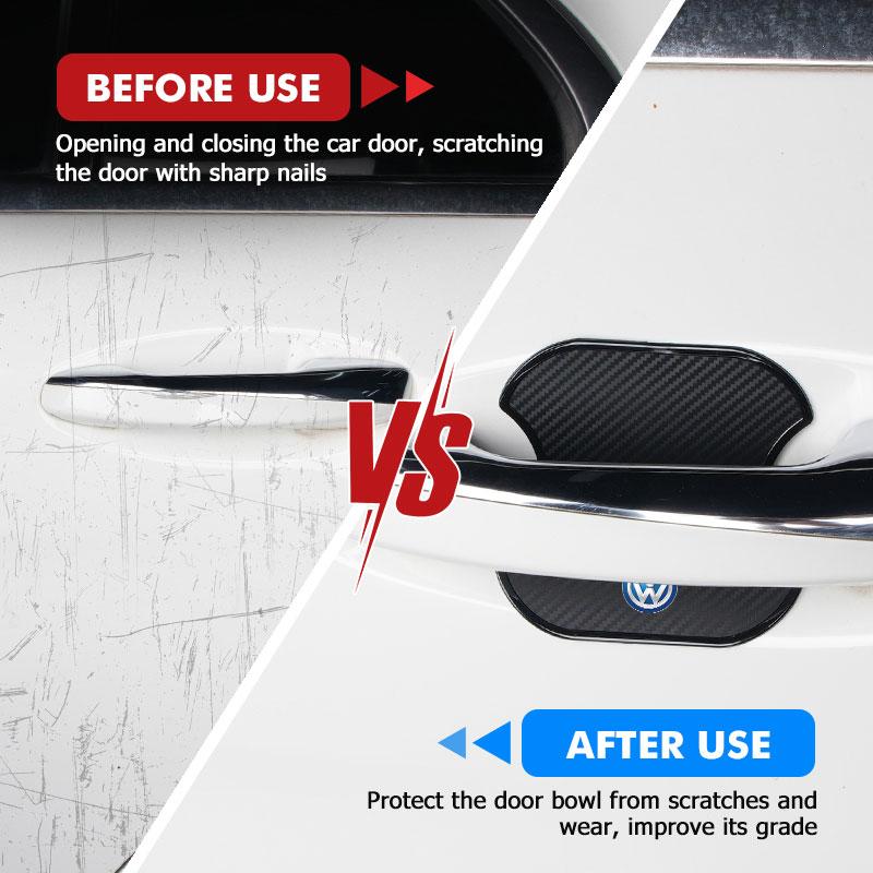 Hub Caps For Volkswagen VW Car Threshold Sticker Door Handle Bowl Scratch Protect Stickers Scirocco Jetta Beetle Golf 4 5 6 Pass