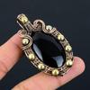 Black Onyx Gemstone Pure Copper Wire Wrapped Handmade Pendant Jewelry