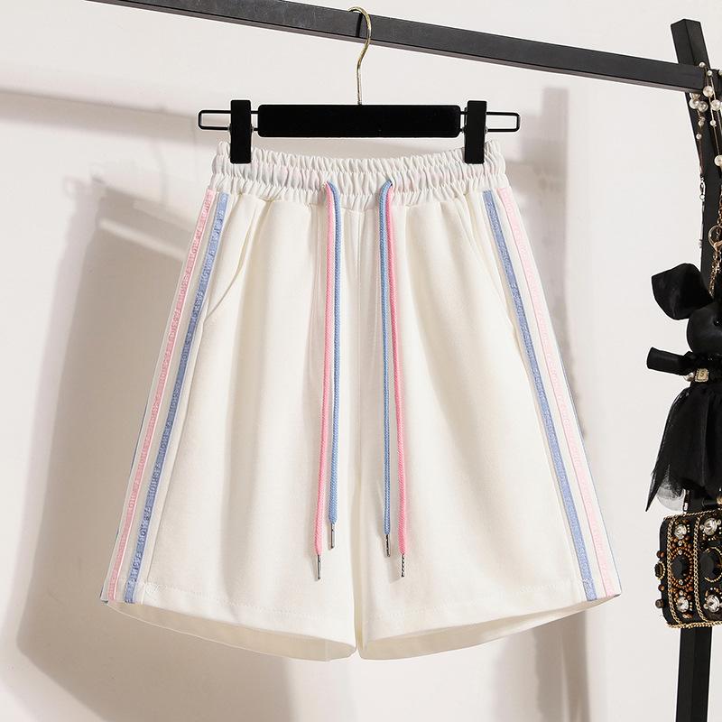 Summer New Casual Shorts Women's Five-point Pull-up High-waisted Sports Middle Pants A-shaped Loose Version Wide-leg Pants