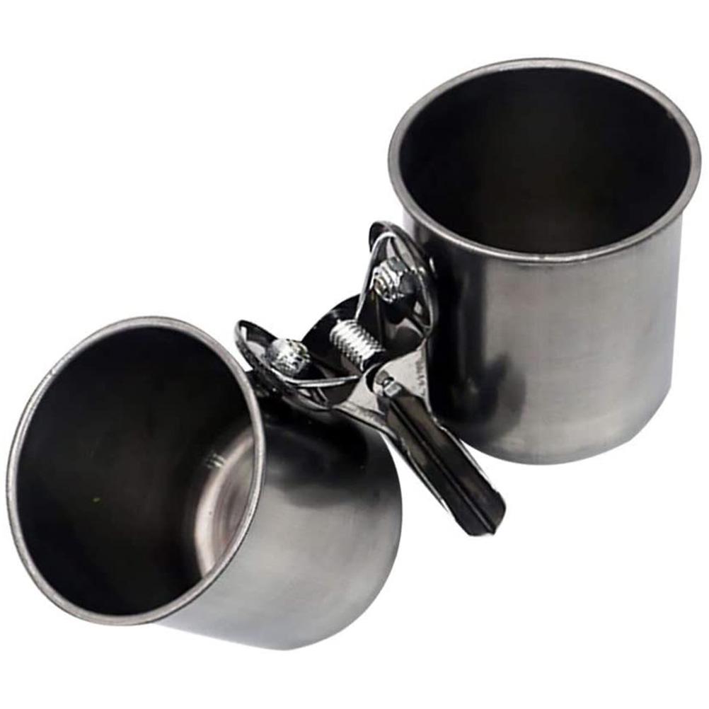 Кормушки для попугаев из нержавеющей стали, миски для корма и воды для птиц, двойные чаши для клетки с держателем-зажимом для кореллы