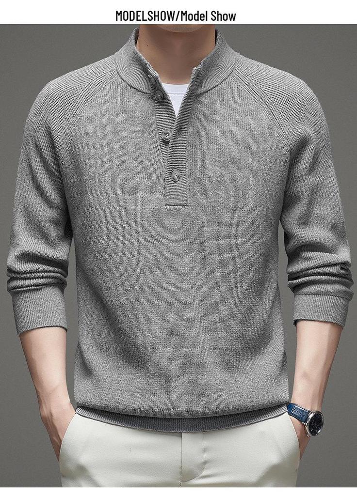 PLAYBOY Men's Semi-High Collar Knit Pullover Sweater
