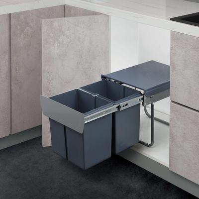 Выдвивное двойное мусорное ведро под раковину с крышкой