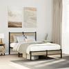 VidaXL Metal Bed Frames with Sonoma Oak Headboard 120x200 Cm, Double Bed, Bedroom Furniture, Bed 4007866