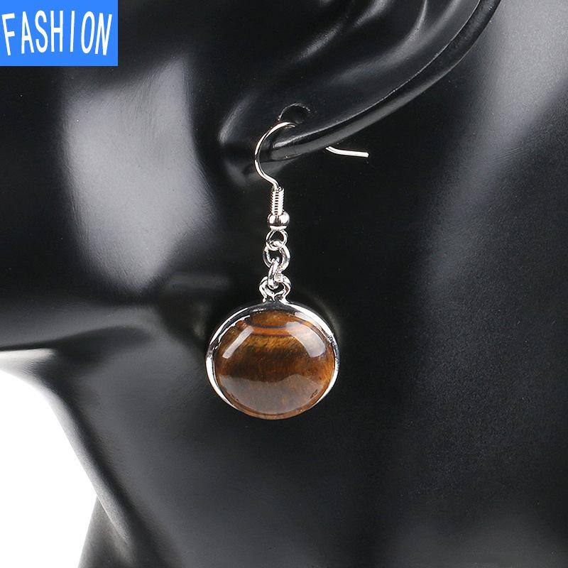 Простые стильные круглые серьги, модные серьги с натуральными кристаллами, женские серьги с рыболовным крючком