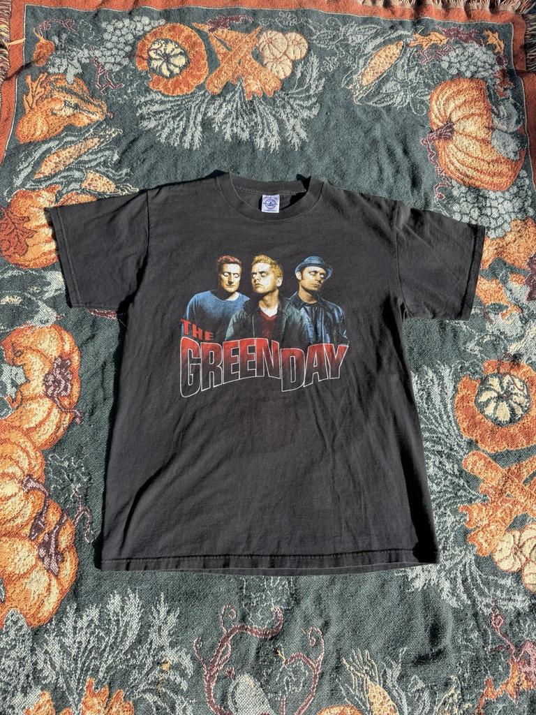 Винтажная Мужская Футболка Green Day Панк-Рок Группы 2000 года Черная Размер Средний Унисекс Футболка