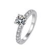 Women's D Color 1 Carat Moissanite Diamond Ring Wedding 925 Sterling Silver Jewelry Classical Four Claw Design Gift