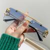 Rimless Square Double Bridge Sunglasses Fashion Stylish For Women Vintage Trend Brand Design Men Shades Eyewear