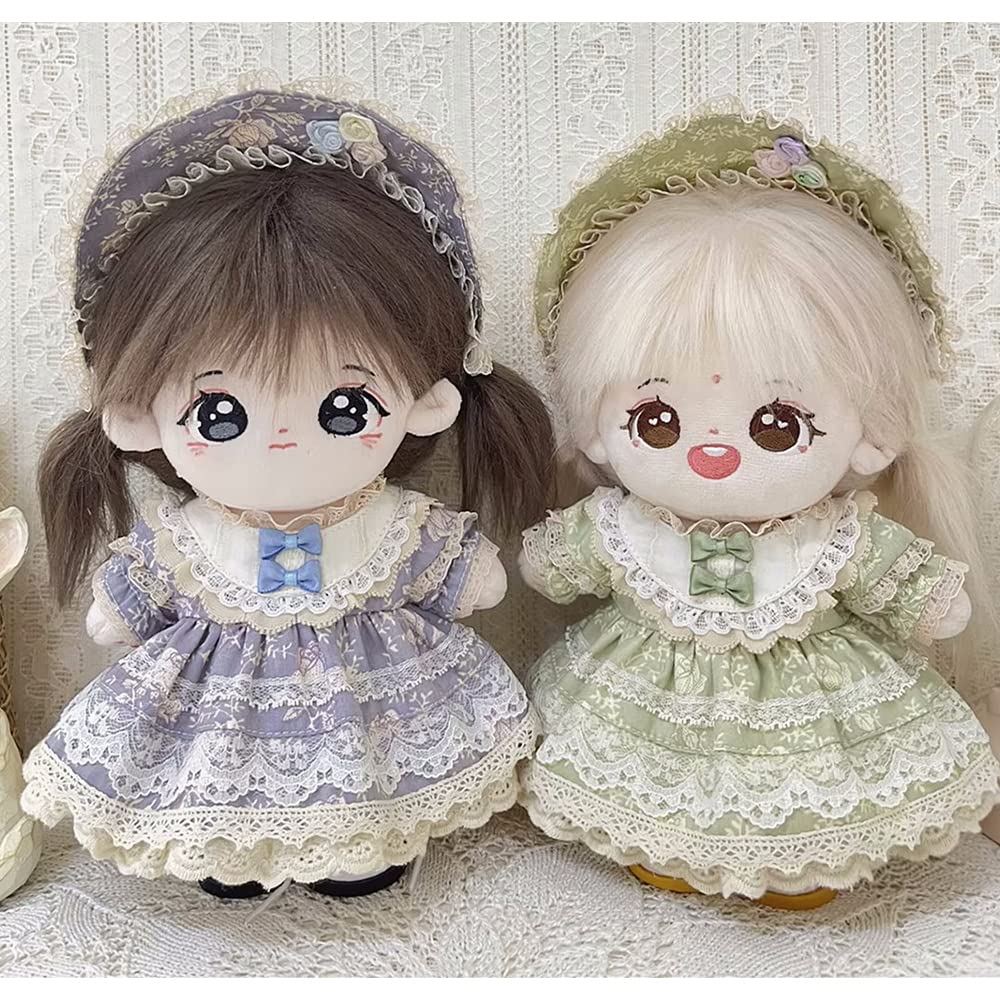 Niannyyhouse 20см Плюшевый Винтажное Кружево Хлопок Аксессуары Одежда, Платье, Головной убор, Наряжаться, Кукла, (Серо-голубой)